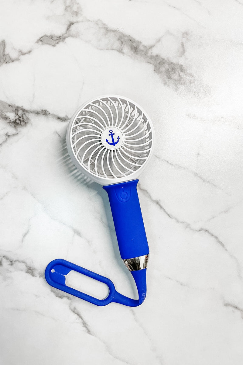 3-Speed Rechargeable Fan - Navy White Whale