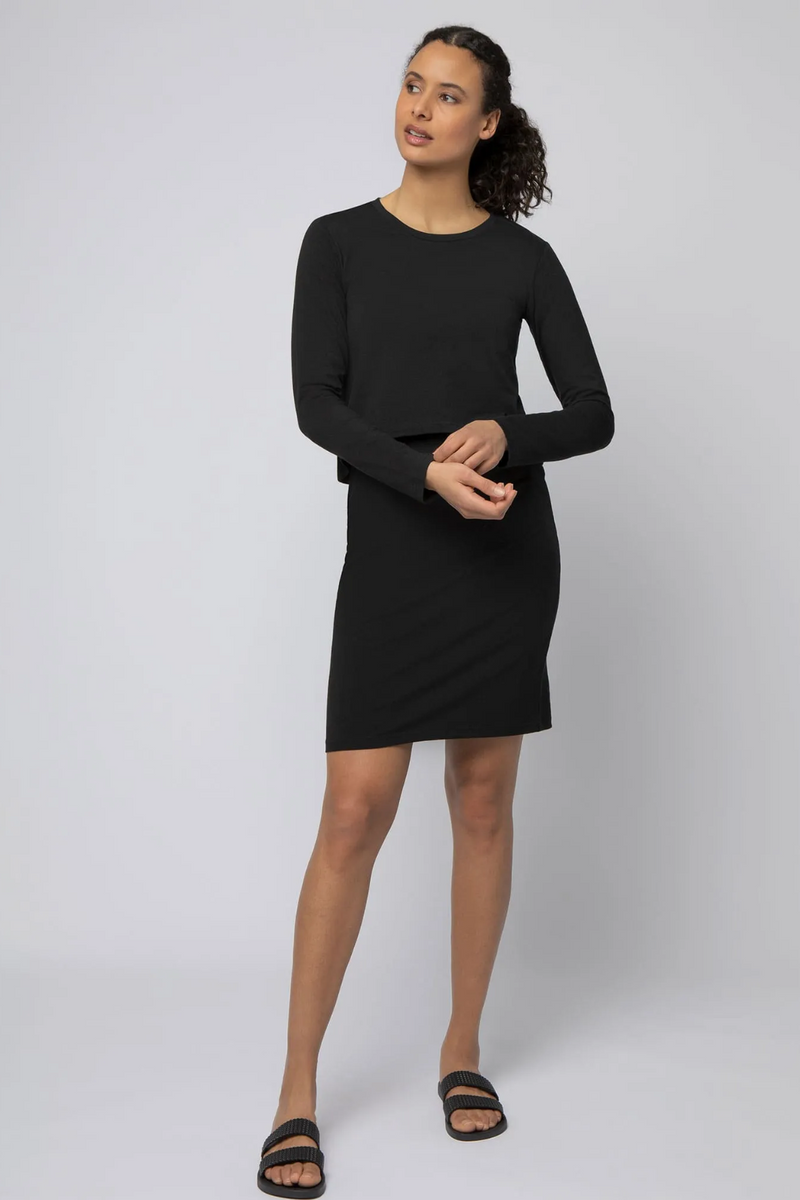 Black Nursing Dress + Long Sleeve Set – Bella Belly