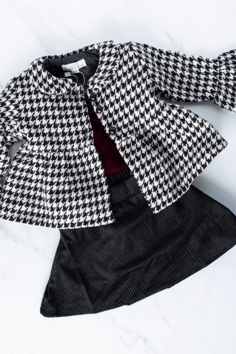 Waldorf Houndstooth Button Pea Coat