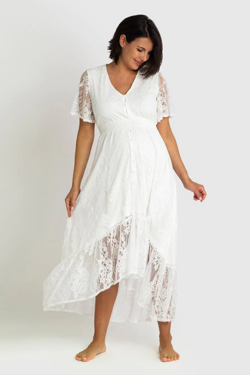 The Wanderer White Lace Maternity Gown